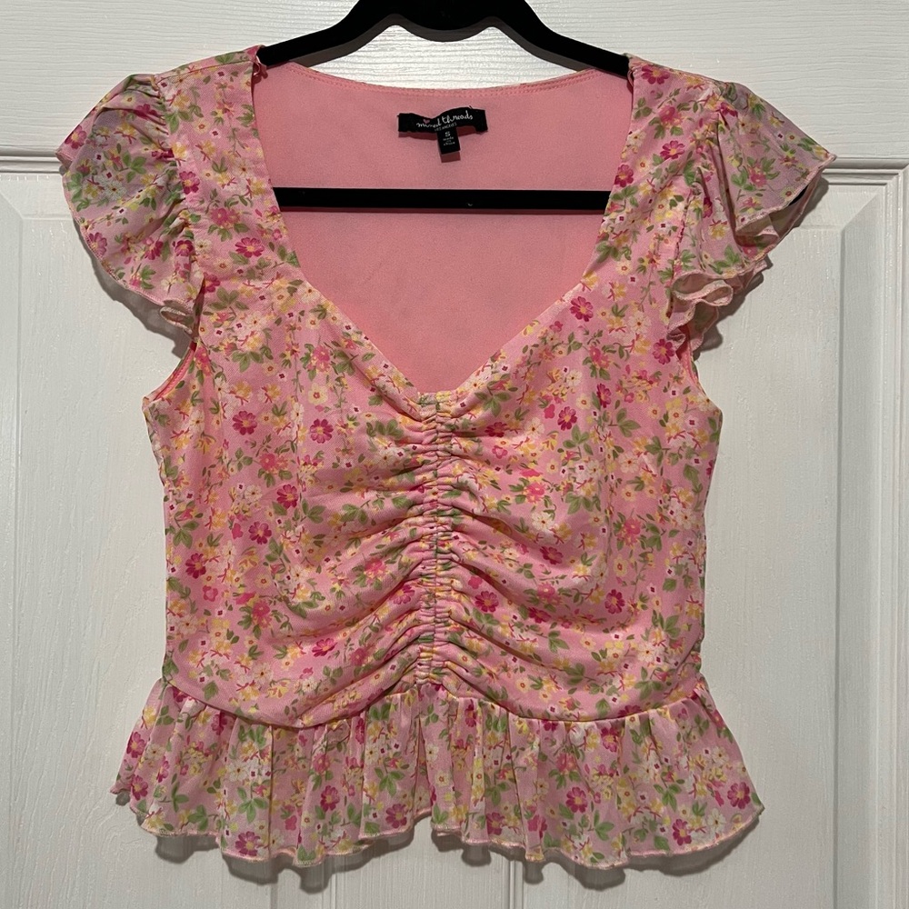💗 Mixed Threads by Los Angeles - Woman’s Floral‎ Cropped Blouse
